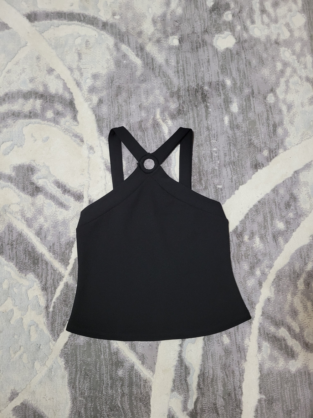 Eclipse Black Halter Tank with Back Ring Detail Size M
